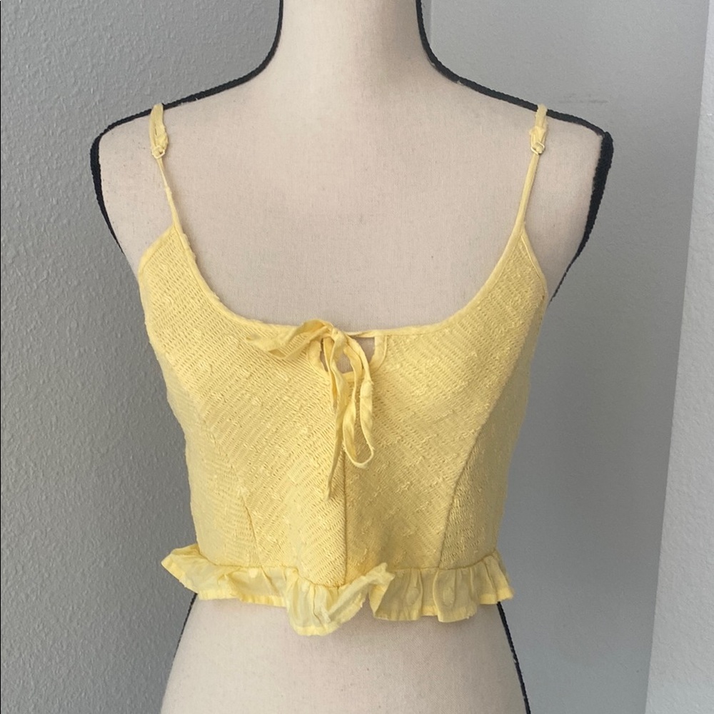 Urban Outfitters Yellow Ruffle Trim Women's Crop Top